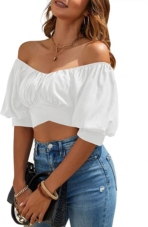 Flowy Dress Casual, Trendy Top, Summer Crop Tops, Clothing Retail, Personalized Clothes, Shoulder Crop Top, Flowy Skirt, Beach Shirts, Trendy Tops