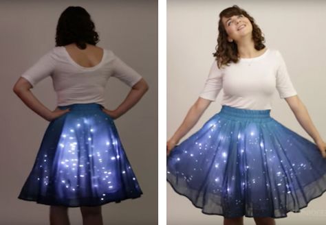 “Twinkling Stars Skirt” Adorned with 250 LED Lights Makes You Sparkle Like the Night Sky - My Modern Met Space Costumes, Star Costume, Night Skirt, Diy Kostüm, Space Outfit, Twinkling Stars, Think Geek, Berlin Fashion, Night Out Outfit