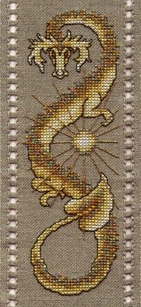 Sun Dragon by Teresa Wentzler Sun Dragon, Dragon Bookmark, Dragon Cross Stitch, Fantasy Cross Stitch, Cross Stitch Books, Pola Kristik, Cross Stitch Bookmarks, Dragon Pattern, Seahorses