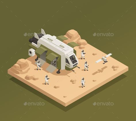 Isometric Space Station, Low Poly Astronaut, Piotr Jabłoński, 3d Island, Space Environment, Interior Design Portfolio Layout, Sci Fi Building, Space Colony, Outer Space Planets