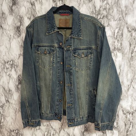 #ad Vintage Y2K 00's Old Navy Men’s Grunge Denim Jean Jacket XL