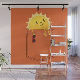 Pocketful of sunshine Wall Mural Diy Home Decor Easy Creative, Sunshine Wall Mural, Wall Murals Painted Diy, Wall Painting Ideas Creative, Bedroom Craft Ideas, Pocketful Of Sunshine, Playroom Mural, Facial Room, Staircase Landing