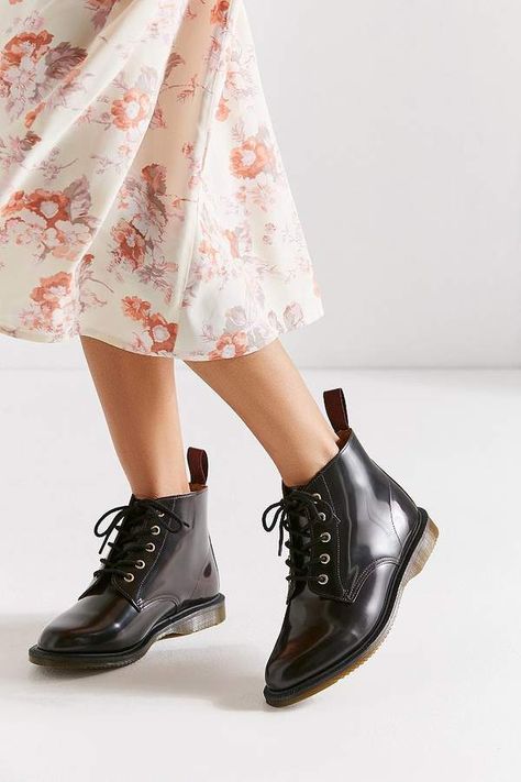 Dr. Martens Emmeline Lace-Up Boot Lace Up Shoes Outfit, Dr Martens Emmeline, Fw 2022, Dr Martens Outfit, Boots Flat, Goodyear Welt, Up Shoes, Sneakers Boots, Dr. Martens Boots