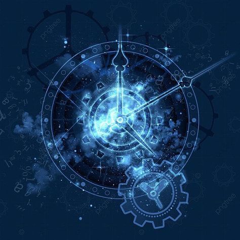 Magic Clock Fantasy Art, Anime Clock Aesthetic, Time Magic Art, Blue Clock Aesthetic, Time Magic Aesthetic, Blue Glow Aesthetic, Time Powers, Gear Aesthetic, Fantasy Clock