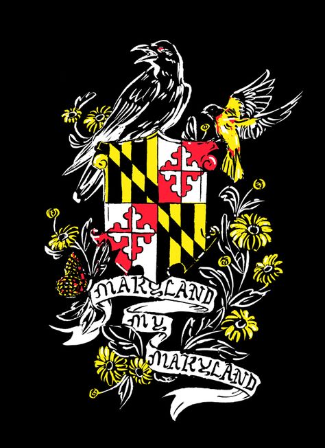 Maryland Wallpaper, Maryland Tattoo, Birthday Tattoo, Vet Medicine, Maryland Flag, Raven Art, Tattoo Desings, University Logo, Art Portraits