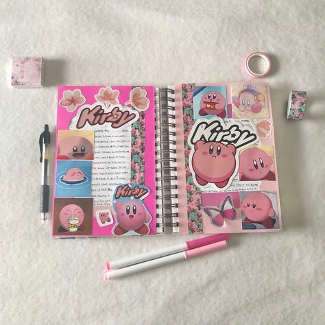 Kirby Journal, Bullet Journal Cover Ideas, Anime Journal, Notebook Art, Scrapbook Book, Bullet Journal Aesthetic, Bujo Inspiration, Journal Aesthetic, School Aesthetic