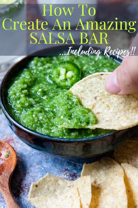 Chips And Salsa Bar Ideas, Chip And Salsa Bar Display, Umkc Graduation, Salsa Bar Ideas, Chips And Salsa Bar Wedding, Chips And Salsa Bar, Guacamole Chips, Mexican Entrees, Salsa Party