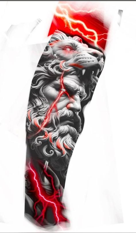 Hercules Tattoo, Arm Tattoos Drawing, Mangas Tattoo, Colored Tattoo Design, Zeus Tattoo, Egyptian Tattoo Sleeve, Spartan Tattoo, Black Tattoo Cover Up, Realistic Tattoo Sleeve