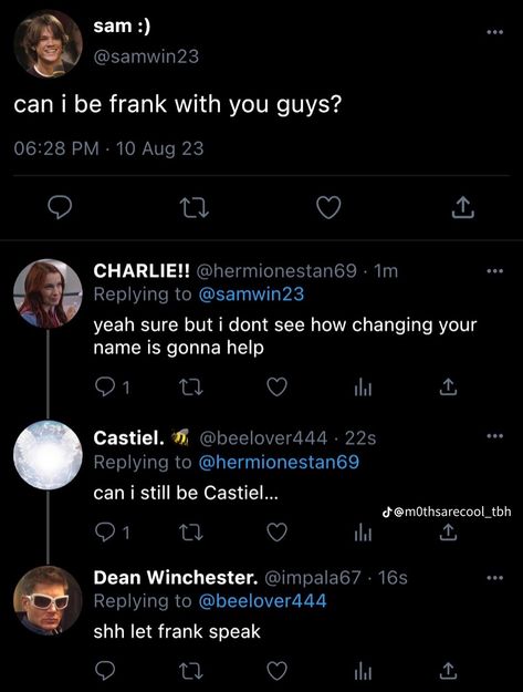 Supernatural Twitter, Supernatural Tweets, Sam And Gabriel, Mark Pellegrino, Supernatural Tumblr, Spn Memes, Supernatural Comic, Changing Your Name, Embrace The Chaos