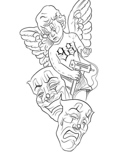 Tattoo Outline Drawing Stencil Ideas, Tattoo Outline Drawing Stencil, Widder Tattoo, Chest Tattoo Stencils, Tattoo Graffiti, Card Tattoo Designs, Gangsta Tattoos, Omerta Tattoo, Arte Cholo