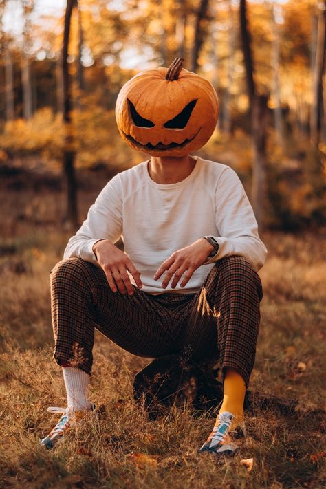 Pumpkin Head Reference, Wearable Pumpkin Head, Pumpkin Man Costume, Pumpkin People Costume, Pumpkin Head Cosplay, Punkin Head Pictures, Pumpkin Head Photography, Pumpkin Head Halloween Costume, Pumpkin Man Drawing