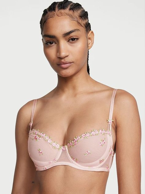 Wicked Caged Rosebud Embroidery Unlined Balconette Bra - Bras - Victoria's Secret Rosebud Embroidery, Lace Balconette, Unlined Bra, Romantic Lace, Balconette Bra, Chantilly Lace, Rose Buds, Victoria’s Secret, Push Up