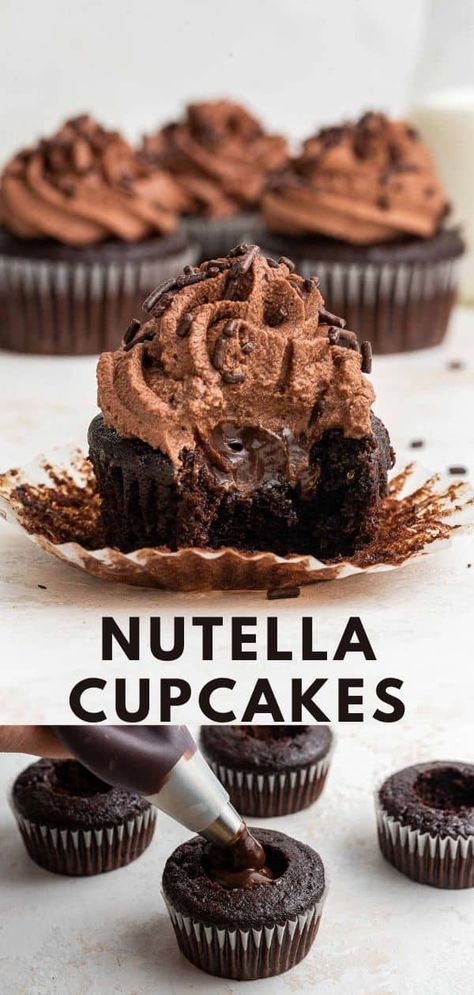 Birthday Food Gifts, Nutella Recipes Dessert, Simple Cupcake Recipe, Halloween Cupcake Recipes, Birthday Cupcakes Ideas, Chocolate Cupcakes Recipe, Moist Chocolate Cupcakes, Homemade Cupcake Recipes, Cupcakes Homemade