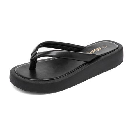 Dream Pairs Women Flip Flops Platform Thong Sandals Comfortable Beach Casual Indoor Outdoor Walking Summer Shoes SDFF2210W BLACK/PU Size 9. PU strap is skin-friendly. Doublestitched toe thong delivers durability Gender: female.  Age Group: adult. Flip Flop Outfits, Platform Thong Sandals, Flip Flops Platform, Grunge Summer, Sandals Comfortable, Hawaii Outfits, Casual Wedges, Platform Flip Flops, Black Flip Flops