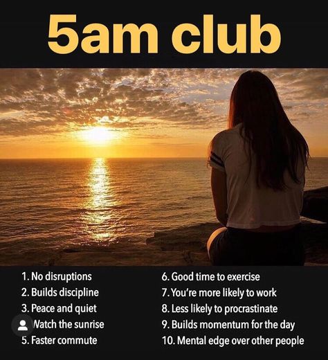 Sports Medica on Instagram: “I tried the 5am club and it was great for how much work I would do during the day and I felt great I was working when everyone else was…” Wake Up 5am, 5am Club, Am Club, Finding Love Quotes, Early In The Morning, Morning Person, Morning Affirmations, Follow Button, Positive Outlook