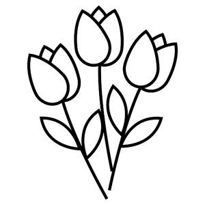 Tulip Line Drawing, Tulip Template, Tulip Drawing, Doodle Bug, Tattoo Board, Diy Print, Black And White Flowers, Design Flower, Outline Drawings