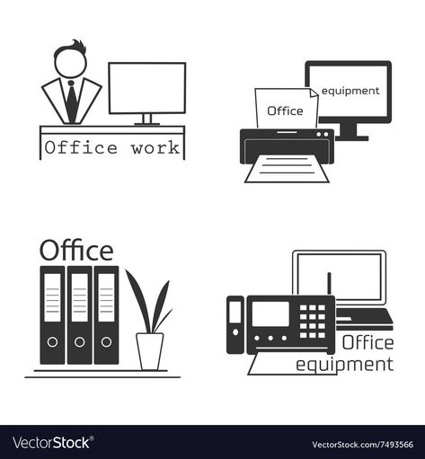 Desk Supplies, Logo Collection, Office Equipment, Modern Logo, Icon Set, Vector Logo, Png Images, Vector Free, Vector Images