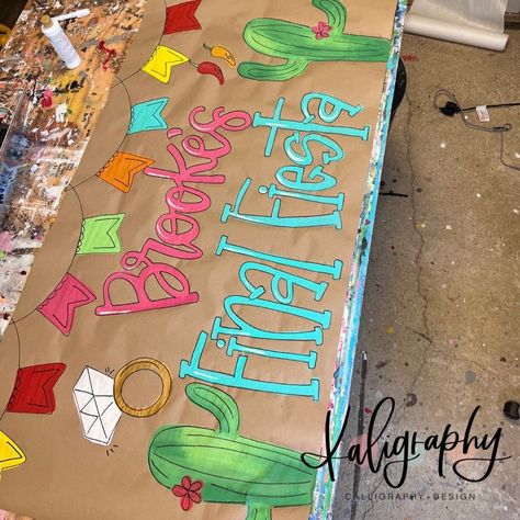 Brown Craft Paper Birthday Sign, Taco Bar Banner, Painted Banners, Painted Banner, Bar Banner, Graduation Party Themes, 21st Birthday Decorations, Banner Ideas, Diy Banner