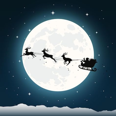 Silhouette of santa's sleigh and reindee... | Premium Vector #Freepik #vector #fairy-tale #illustrations #cartoon-illustration #fairy-tale-background Sleigh Silhouette, Full Moon Background, Santa Sleigh Silhouette, Santa Silhouette, Tea Image, Moon Background, Loaded Tea, Staff Room, Santa's Sleigh