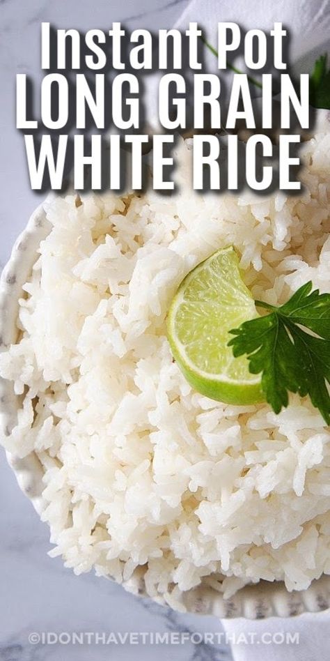 Instant Pot Long Grain White Rice in a bowl topped with lime and parsley with a title Jasmine Rice Recipe, Jasmine Rice Recipes, Cooking Jasmine Rice, Asian Recipe, Electric Pressure Cooker Recipes, Quick Side Dishes, How To Cook Rice, Easy Instant Pot Recipes, Instant Pot Dinner Recipes