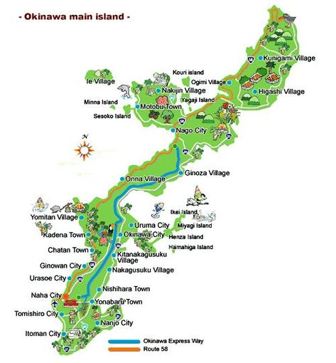 Top 10 Attractions on Okinawa (plus Okinawa island map) Japanese Guide, Okinawa Island, Japan Bucket List, All About Japan, Japan Map, Map Travel, Island Map, Japan Trip, Okinawa Japan