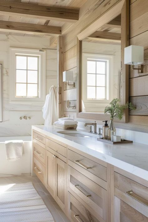 Coastal Farmhouse Bathroom, Cottage Bathrooms, Vintage Farmhouse Bathroom, Coastal Bathroom Design, Beachy Bathroom, Farmhouse Bathroom Ideas, Farmhouse Bathroom Design, Farmhouse Bathroom Decor Ideas, Laundry Space