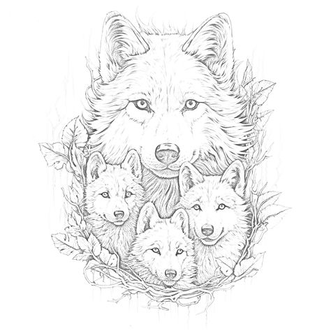 Mama Wolf And Cubs Tattoo, Wolf And Cub Tattoo, Wolf And Cub Tattoo Design, Wolf Tattoos For Women, Cubs Tattoo, Line Art Tattoos, Tattoo Feminina, Wolf Tattoos, Baby Tattoos