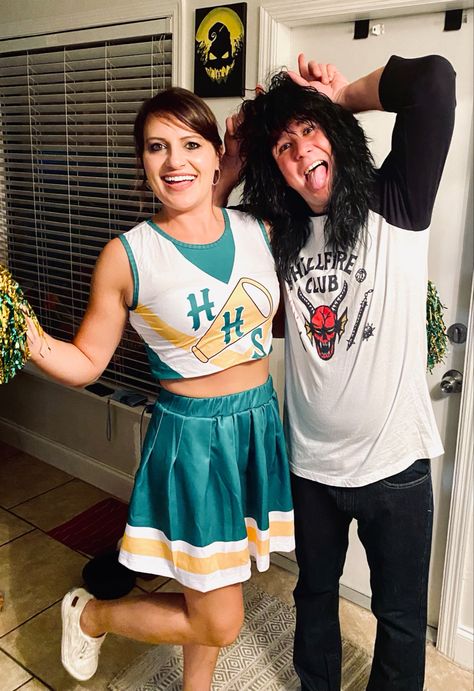 Happy Halloweeen 2022 from Chrissy and Eddie Chrissy Costume, Stranger Things Chrissy, Eddie Chrissy, Couples Costumes, Costume Ideas, Holiday Spirit, Stranger Things, Cheer Skirts, Halloween Costumes