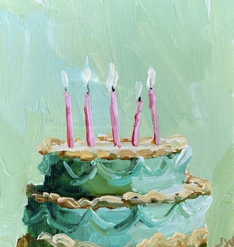 • jan wier • Cake Acrylic Painting, Food Acrylic Painting, Acrylic Painting Food, Birthday Cake Painting, Cake Drawings, Birthday Cake Drawing, Dessert Painting, Cake Artwork, Cake Art Print