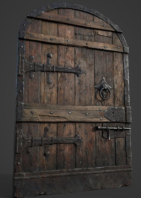 ArtStation - Medieval castle door, Nikolay Bilinskiy Medieval Door, Rustic Wood Doors, Castle Doors, Castle Gate, Medieval Architecture, Wood Gate, Gorgeous Doors, Cool Doors, Antique Doors