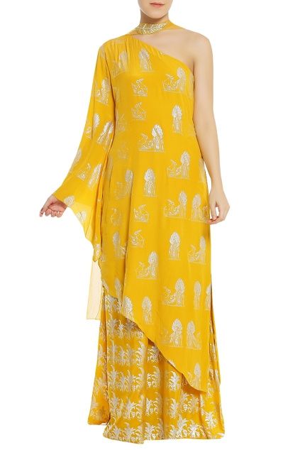 One Shoulder Kurta, Choker Dupatta, Indowestern Dresses, One Shoulder Dress Long, Desi Style, Festive Wear, Dress Indian Style, Indian Designer Outfits, Stylish Dress Designs