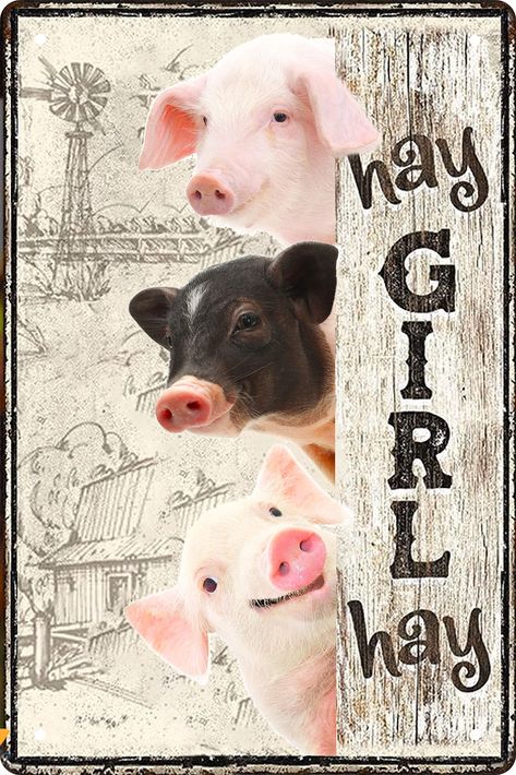 PRICES MAY VARY. Vintage tin sign Pig home decorations measure 8x12 in(20 x 30cm) Made from tin/metallic iron , this tag has a nice print on it to make the fun tag look more retro and fun and give it more character. Funny decor gifts. Whether it's gifts for loved ones or gifts for home, these signs are fun gift choices for Christmas or any birthday. The laughter of family, friends and relatives is priceless. Vintage tin signs have four pre-drilled holes in each corner for easy hanging and time-s Farm Home Kitchen, Coffee Bar Wall Decor, Coffee Bar Wall, Farmhouse Garage, Farm Animals Theme, Funny Wall Decor, Retro Farmhouse, Pig Decor, Funny Decor