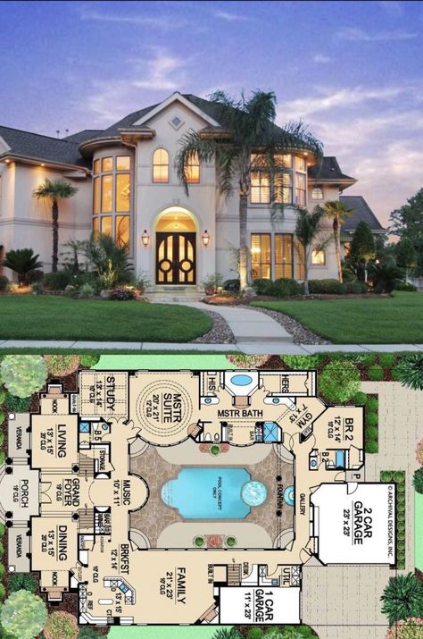 Villa Floor Plan, Mansion Layout, Luxury House Floor Plans, Mansion Plans, Villa Modern, Aesthetic Architecture, Mediterranean Style House Plans, House Plans Mansion, Mansion Floor Plan