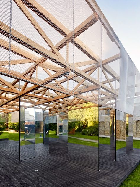 Contemporary Architecture Residential, Green Roof Building, Dulwich Picture Gallery, Pavilion Architecture, Pavilion Design, Temporary Structures, Wood Architecture, Structure Architecture, Organic Architecture