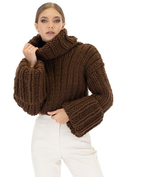 Folded Sleeves, Loose Turtleneck, Mum Fashion, Oversized Shirts, Handmade Sweater, Turtle Neck Jumper, Clothing Catalog, Roll Neck Sweater, Chunky Wool