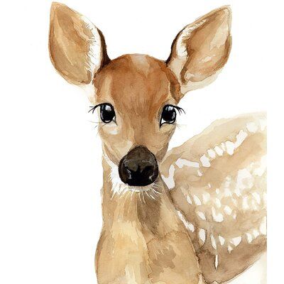 Woodland Animals Watercolor Paintings, Watercolour Deer, Woods Animals, Deer Paintings, Painting Pots, Wall Art For Room, Woodland Animal Wall Art, Art For Room, Watercolour Nursery Art