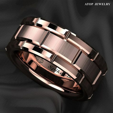 Order yours here: https://ssdlr.shop/l/c291271f Our Wedding Bands will not fade, tarnish or leave your skin green. It is waterproof, comfort fit and made out of the best high quality materials in the United States to assure satisfaction. About us: We are a Christian owned company inpired by God to use jewelry as a gift of love by following His example in Ezekiel 16:11-14. Be parters with us on a major purpose; God creates nature, we shape it, thus, we seek to shape nature in a way that glor... Rose Gold Mens Wedding Band, Mens Rings For Sale, Rose Gold Mens Ring, Rose Gold Wedding Band, Wedding Bands For Him, Wedding Bands For Her, Brick Pattern, Tungsten Carbide Wedding Bands, Tungsten Mens Rings