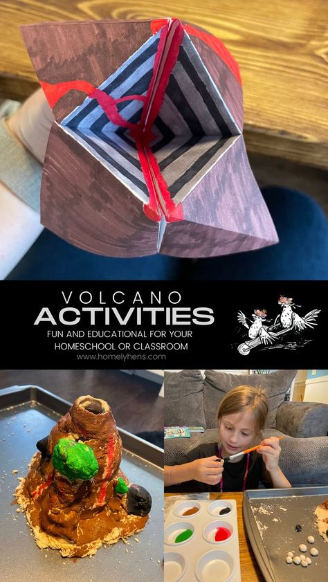 fortune teller, volcano, montessori, diy, homeschooling Volcano Activities For Kids, Preschool Volcano, Volcano Crafts, Volcano Lesson, Volcano For Kids, Volcano Activities, Montessori Homeschool, About Science, Water Cycle