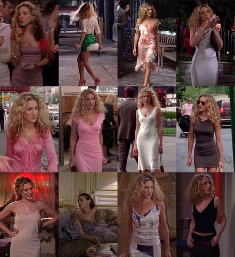 Carrie Satc Outfit, Tv Fashion Icons, Carrie Bradshaw Outfits Summer, Carrie Bradshaw Season 1 Outfits, Carrie Bradshaw Summer Outfits, Satc Fashion, Sjp Fashion, Satc Outfits, Estilo Rachel Green