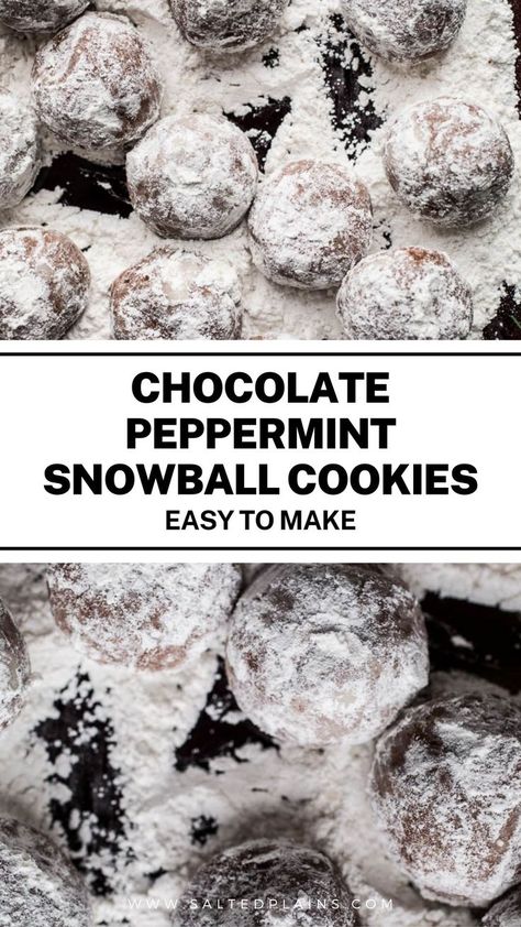 Indulge in these heavenly Chocolate Peppermint Snowball Cookies that are not only gluten-free, but also sweetened with natural ingredients like coconut sugar and organic powdered sugar. The perfect holiday treat for any gathering or cozy night in! Don't miss out, try them now. Chocolate Snowball Cookies, Chocolate Snowballs, Peppermint Chocolate, Gluten Free Cookie Recipes, Snowball Cookies, Roll Cookies, Cozy Night, Chocolate Peppermint, Cookie Scoop