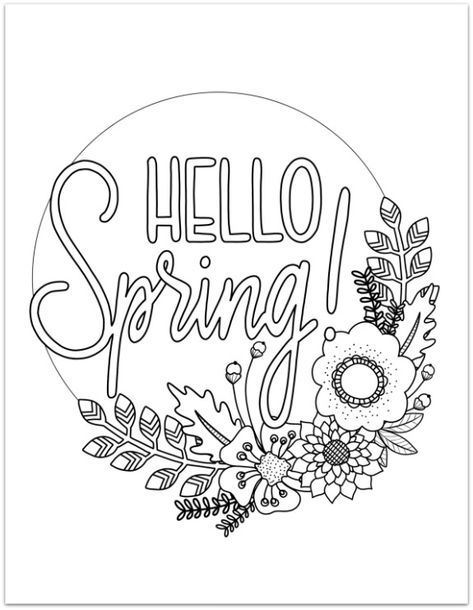 Get creative with this fun Printable Spring Coloring Page! Spring Printable Coloring Pages, April Coloring Pages Free Printables, Spring Colouring Sheet, Happy Spring Coloring Pages, Hello Spring Coloring Page, Spring Coloring Sheets, Spring Drawing, Coloring Pages For Teenagers, Spring Printables