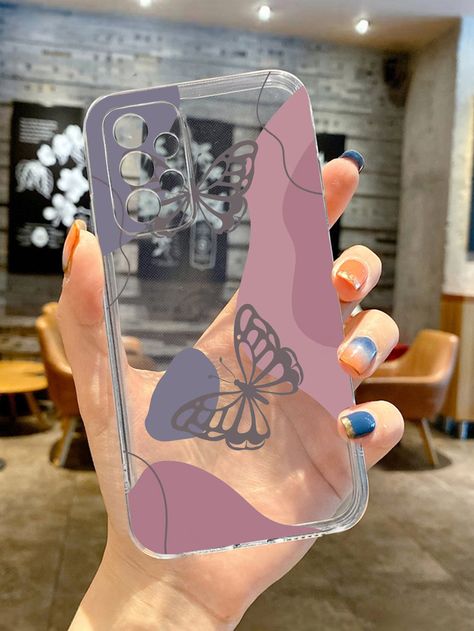 Multicolor  Collar  TPU Butterfly Phone Cases Embellished   Phone/Pad Accessories Aesthetic Samsung Phone Case, Samsung Phone Covers, Phone Case Diy Paint, Butterfly Phone Case, Capas Samsung, Phone Cases For Samsung, Creative Iphone Case, Phone Covers Diy, Phone Cover Design