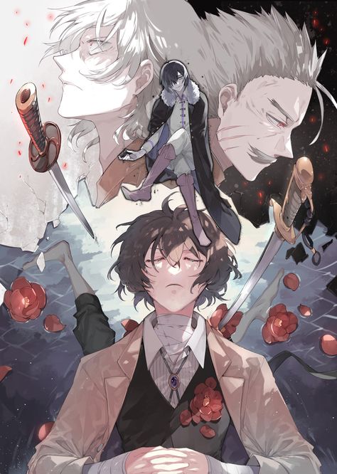 Manga Josei, Dog Cover, Bungou Stray Dogs Characters, Dog Poster, Silly Dogs, Dazai Osamu, Manga Covers, Bongou Stray Dogs, Stray Dogs Anime