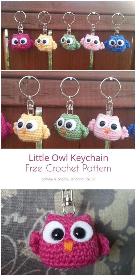 Little Crocheted Owl Collection Crochet Keyring Free Pattern, Crochet Owls, Owl Crochet Patterns, Owl Keychain, Crochet Keychain Pattern, Crochet Owl, Crochet Animals Free Patterns, Crochet Amigurumi Free Patterns, Crochet Amigurumi Free