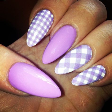 Easter Plaid Nails, Gingham Nail Art, Gingham Nails, Checkered Nails, Easter Nail, Easter Nail Designs, Spring Acrylic Nails, Gingham Fashion, Psychadelic Art