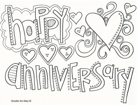 Anniversary Coloring Pages - Doodle Art Alley Anniversary Coloring Pages, Selamat Hari Jadi, Mom Coloring Pages, Happy Birthday Coloring Pages, Printable Anniversary Cards, Birthday Coloring Pages, Coloring Pages Inspirational, Happy Anniversary Cards, Anniversary Greeting Cards