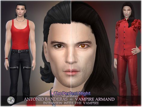 The Sims Resource - SIM inspired by Antonio Banderas as vampire Armand Premade Sims, Sims 4 Teen, Claire Fraser, American Gothic, Interview With The Vampire, Evil Queen, Electronic Art, Sims 4 Cc, The Sims Resource