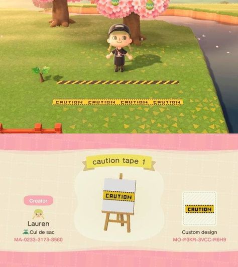 Acnh Custom Designs, Motif Acnl, Creepy Animals, Caution Tape, Animal Crossing 3ds, Animal Crossing Qr Codes Clothes, Tape Pattern, Island Theme, Qr Codes Animal Crossing