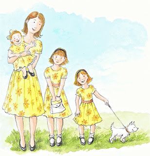 just pencil on paper: Illustration Friday "Identical" Family Drawing Illustration, Sisters Drawing, Girl Drawing Easy, Creative Wall Painting, Sisters Art, Mother Art, Family Drawing, Baby Drawing