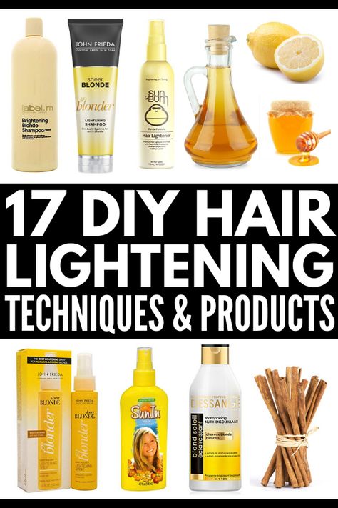 Natural Hair Lightening Products | Perfect for brunettes, blondes, and red haired gals, we’re teaching you how to lighten hair naturally without spending hours under the sun (and without using bleach) with home remedies like lemon, cinnamon, apple cider vinegar, chamomile, and vitamin C. These beauty tips will teach you how to get natural highlights you love without spending a ton of money at the salon! #howtolightenhair #naturalhighlights #hairremedies #naturalremedies #DIYhair #DIYhaircolor Naturally Lighten Hair, Camila Cabello Hair, Lighten Hair Naturally, Hair Lightening, Lighten Hair, Diy Hair Color, Natural Highlights, Pinterest Design, Soften Hair